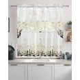 thumbnail image 2 of Cream Flowers Kitchen Curtains Swag Valance and Tier Curtains Set 24 Inch Length, Country Pastoral Spring Floral Herbs Rod Pocket Drape Panels Pair Swag Curtain for Bathroom/Cafe/Window, 2 of 6