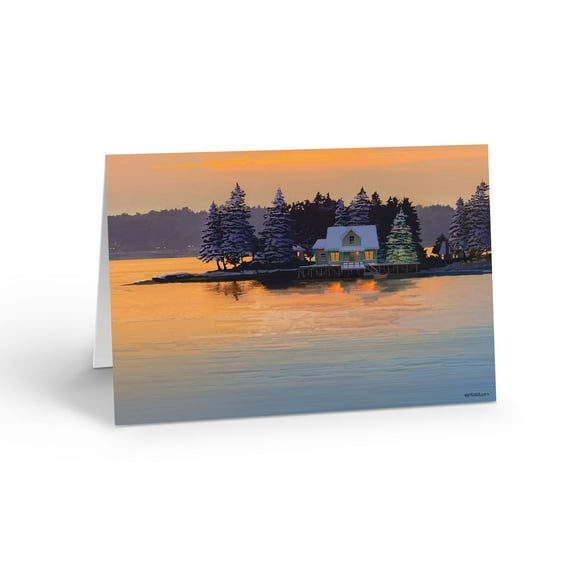Christmas Lakehouse - 18 Boxed Holiday Cards & Envelopes - Lakeside Sunset - 201