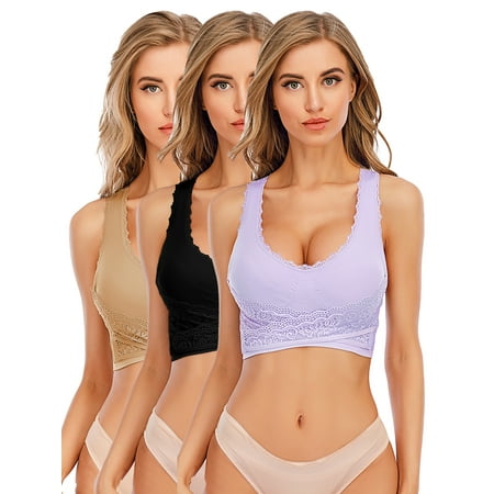 

1/2/3 pcs Womens Yoga Bra Wireless Lace Seamless Front Cross Side Buckle Sport Bra Sexy Lace Yoga Running Bras