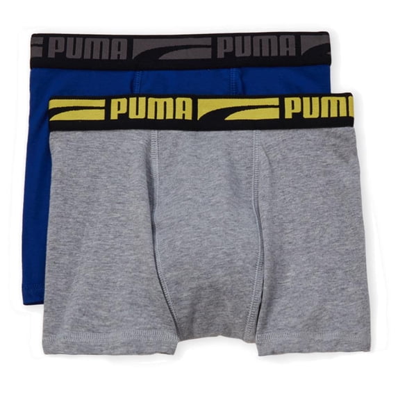 PUMA Boys 8-20 2-Pack Cotton Stretch Boxer Brief(Blue Large)