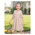thumbnail image 2 of Sunny Fashion Girls Floral Chiffon Dress Short Flutter Sleeve Ruffle Neckline Elastic Waist Summer Dresses 5 Years, 2 of 7