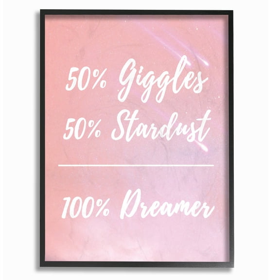 The Kids Room by Stupell Pink Atmosphere Giggles Stardust Dreamer Space Framed Giclee Texturized Art, 11 x 1.5 x 14