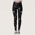 thumbnail image 2 of Fsqjgq Women's Christmas Leggings Plus Size Snowflake Printed Fitness Workout Yoga Leggings High Waisted Seamless Tights Pants Black M, 2 of 5