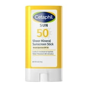 Cetaphil Sheer Mineral Face Sunscreen Stick, SPF 50, Travel Size, 0.5 oz