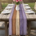 thumbnail image 4 of Farmhouse Purple Brown Table Runner - 90 Inch Long Vintage Wooden Striped Cotton and Linen Blended Dress Scarves Farmhouse Table Runner for Kitchen Dining, Coffee Table, 13" x 90", 4 of 8