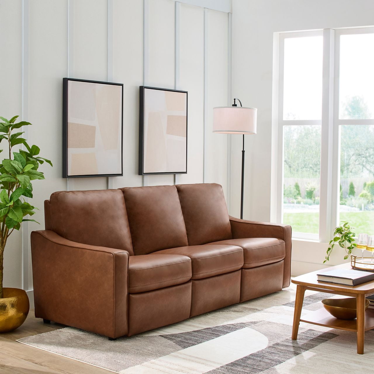Better Homes & Gardens Allen 77" Powered Reclining Sofa, Cocoa Faux Leather