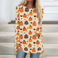 thumbnail image 2 of FGVCTG Halloween Pumpkin Tops For Women, Long Sleeve Pajamas Nightgowns House Dresses Ladies Night Sleep Dress Beige M, 2 of 5