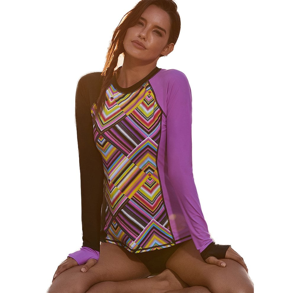 Printed Asymmetrical Long Sleeve Conservative Turtleneck Large Size