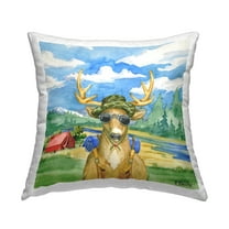 Stupell Industries Camping Gear Deer Nature Pitched Tent Design by Paul Brent Throw Pillow
