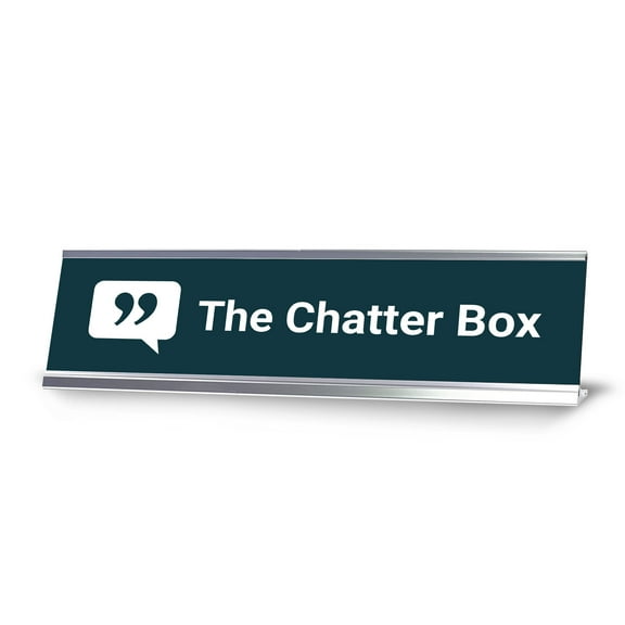 The Chatter Box, Silver Frame Desk Sign (2x8)
