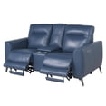 thumbnail image 6 of Sansa Ocean Blue Top Grain Leather Power Reclining Console Loveseat, 6 of 7