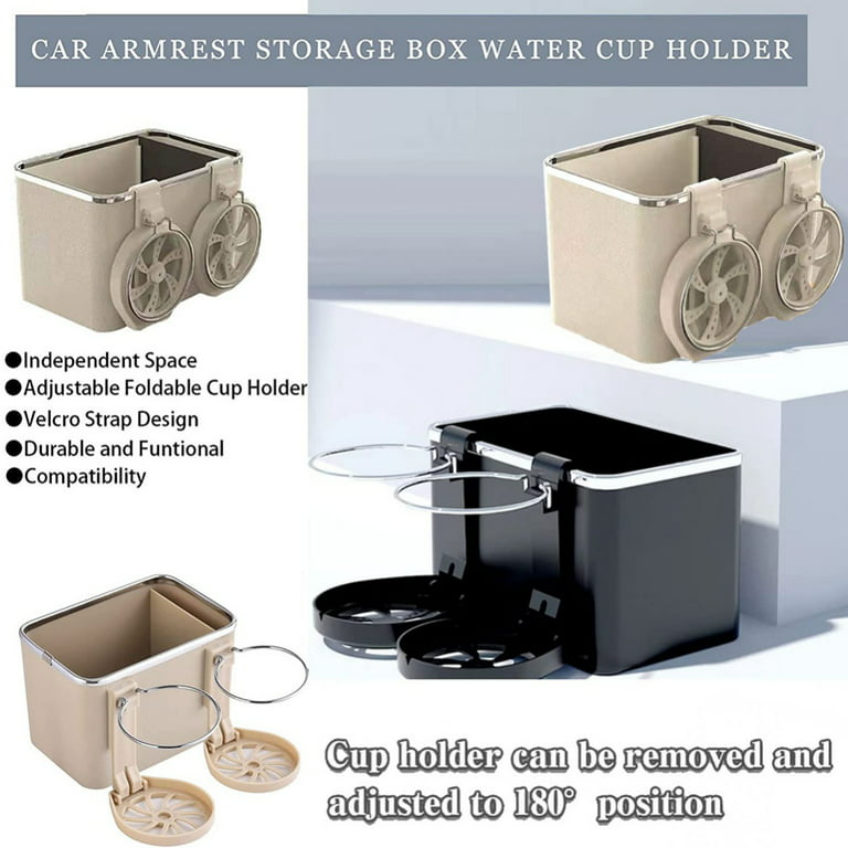 Car Black Central Console Armrest Storage Case with Water Cup
