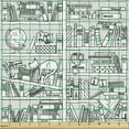 thumbnail image 2 of Ambesonne Retro Fabric by the Yard Upholstery, Bookshelf with Sketchy, 5 Yards, Charcoal Grey Pale Grey, 2 of 5