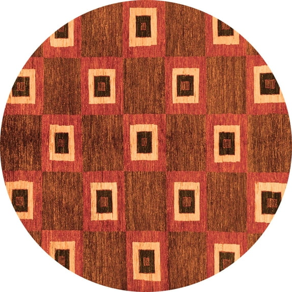 Ahgly Company Indoor Round Oriental Orange Modern Area Rugs, 8' Round