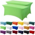 thumbnail image 1 of GFDYREE 2 Pack 6ft Stretch Spandex Grass Green Table Cover for Standard Folding Tables - Universal Rectangular Fitted Tablecloth Protector for Wedding, Banquet and Party, 1 of 7