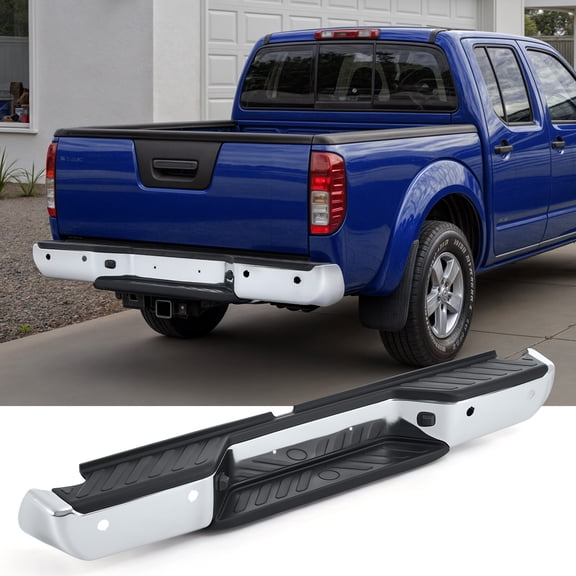 Bestco Rear Step Bumper Assembly Replacement for 2005-2021 Nissan Frontier Chrome With Sensor Hole