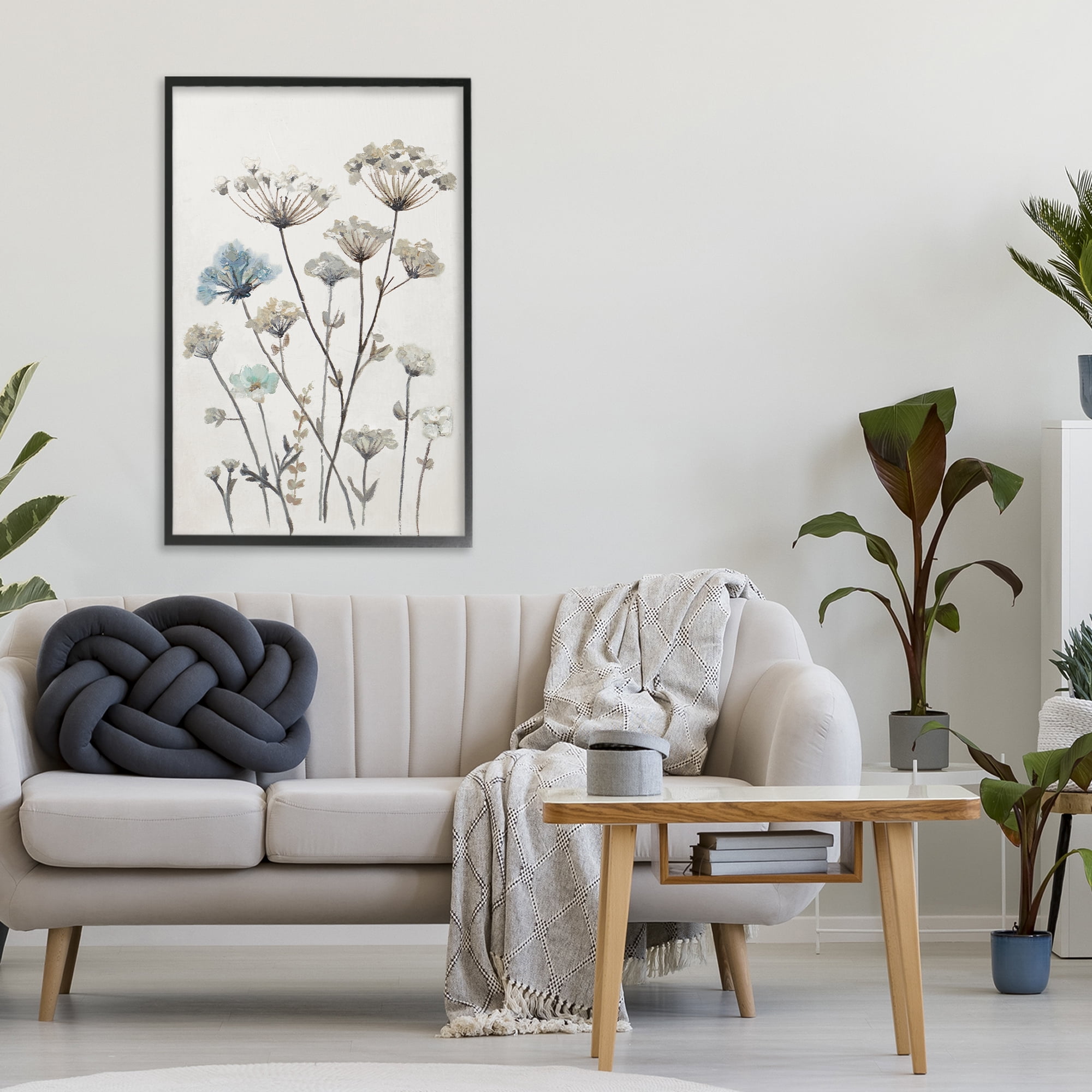 Stupell Industries Neutral Jardin Azul Black Framed Giclee Art, design by Patricia Pinto