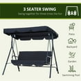 thumbnail image 4 of Resenkos 3 Seat Outdoor Porch Swing Seat, Patio Swing Chair, Waterproof Anti-UV Heavy Duty Rip Proof Garden Hammock, Garden Furniture Outdoors, Black, 4 of 7
