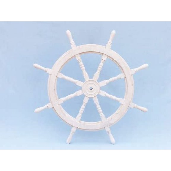 36" Wooden Ship Wheel (Whitewashed)