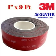 Genuine 3M 1" (25mm) X 9 Ft VHB Double Sided Foam Adhesive Tape 5952 Grey Automotive Gopro  Mounting Very High Bond Strong Industrial Grade