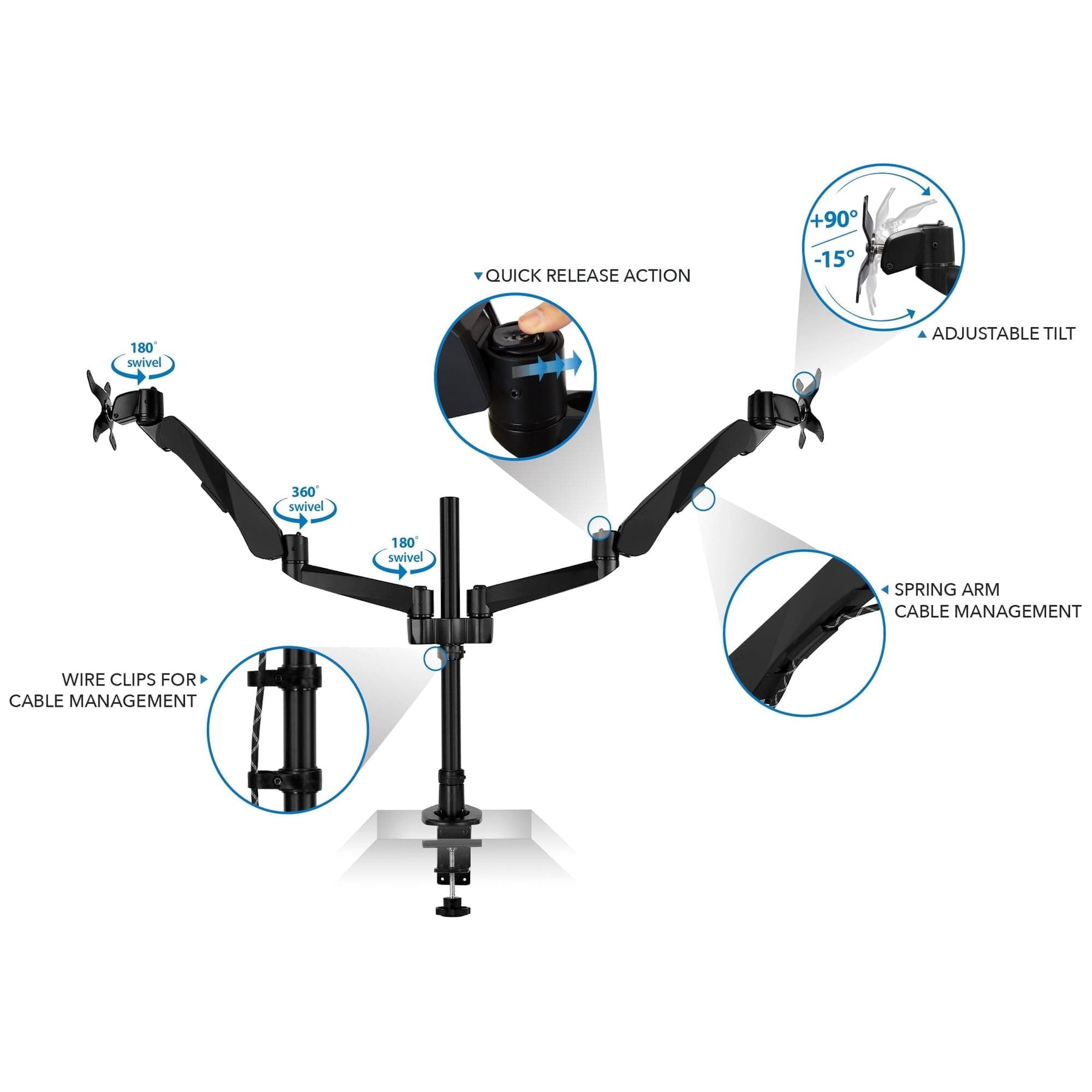 Mount-It! Extra Tall Dual Monitor Desk Mount | Fits 13"-32" Computer Screens | TAA Compliant