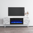thumbnail image 3 of London BL-EF Fireplace TV Stand for TVs up to 70", Modern High Gloss 63" Entertainment Center, Electric Fireplace TV Media Console with Storage Cabinets, 3 of 9