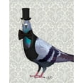 thumbnail image 2 of Fab Funky 20x24 White Modern Wood Framed Museum Art Print Titled - Pigeon in Waistcoat and Top Hat, 2 of 4