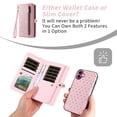 thumbnail image 4 of Asuwish Phone Case for iPhone 16 Plus 6.7 inch Zipper Wallet Detachable Cell Cover with Tempered Glass Screen Protector Crossbody Lanyard Strap Bling Glitter Flip Card Holder Slot i Phone16Plus Pink, 4 of 8