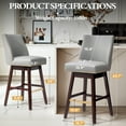 thumbnail image 2 of Pellebant Bar Stools Set of 2, Counter Height Leather Bar Stools with Back for Home Kitchen,Dark Gray, 2 of 8