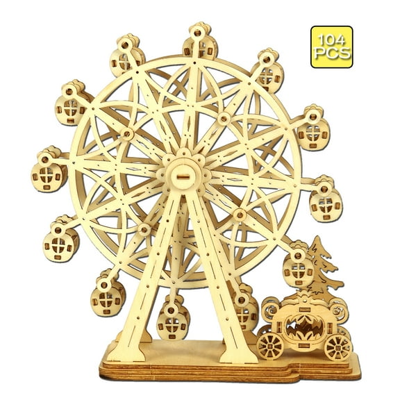 Wooden 3D Puzzle DIY Modern Laser Cut: Ferris Wheel by Hands Craft