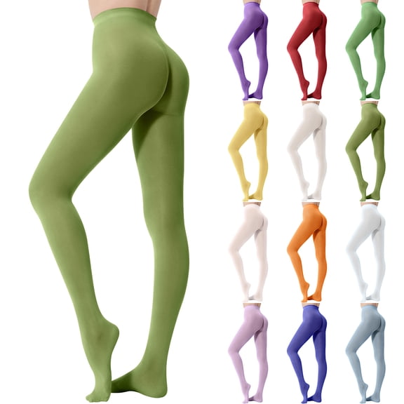 Gealkoca Women Soft 40D Tights Opaque Solid Color Pantyhose High Waist Footed Stockings Women's Seamless Leggings Dance Colorful Tights