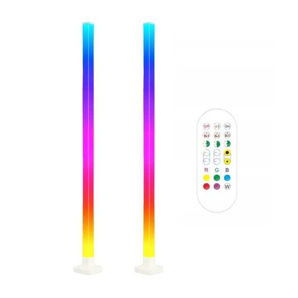 2 Pack Lamparas de piso RGB 1.5m Modos de Luz, Audio Rítmica Control Remoto