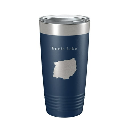 

Ennis Lake Map Tumbler Travel Mug Insulated Laser Engraved Coffee Cup Montana 20 oz Navy Blue