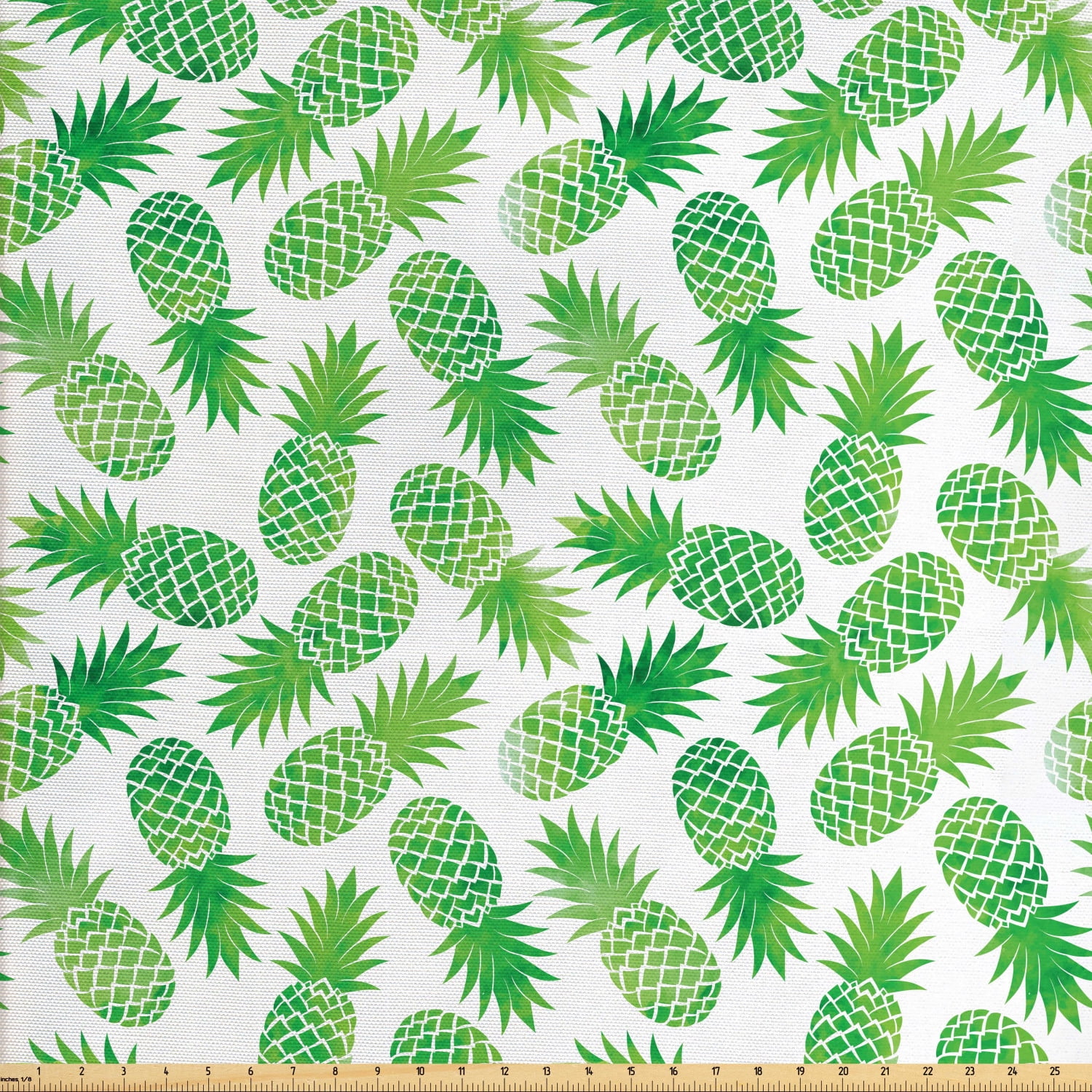 Pineapple Fabric by The Yard, Ombre Watercolor Scattered Pineapples in