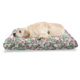 thumbnail image 1 of Floral Pet Bed, Roses with Thorns Rosebuds Cactus Wild Plants Art on Plain Background, Resistant Pad for Dogs and Cats Cushion with Removable Cover, 24" x 39", Fern Green Pastel Pink, by Ambesonne, 1 of 4