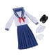 thumbnail image 3 of Traje de colegiala a escala 1:6, conjunto de manga larga para muñecas femeninas de 12 pulgadas azul, 3 of 7