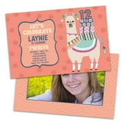 Personalized Llama Photo Kids Birthday Party Invitations