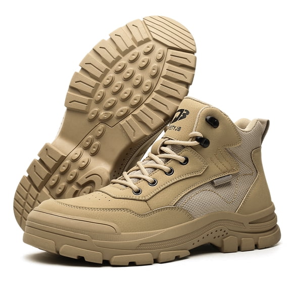 Work Boots for Men,Lightweight Breathable High Top Steel Toe Boots,Indestructible Steel Toe Shoes,Non Slip Safety Work Shoes