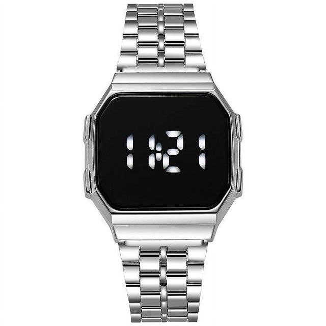 Reloj electrónico con correa de acero para adultos y estudiantes, sencillo, moderno y multifunción