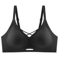 thumbnail image 4 of GTEYOIJN Black Underwear Yoga Bras for Women No Padding With Adjustable Back Hooks V-Neck Basic Wireless Racerback Bra Low Support Workout Sports Bra, 4 of 4