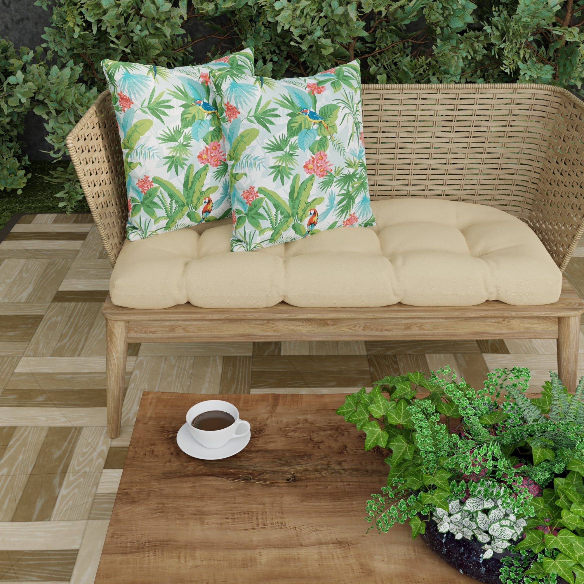 Jordan Manufacturing 18" x 18" Jabber Clover Multicolor Tropical Square Outdoor Throw Pillow (2 Pack)