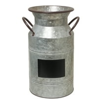 Elegant Expressions Decorative Metal Solid Print Milk Can Vase with Chalkboard, 15", Gray
