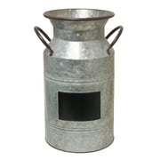 Elegant Expressions Decorative 15" Metal Gray Solid Print Milk Can Vase with Chalkboard, 1 Each