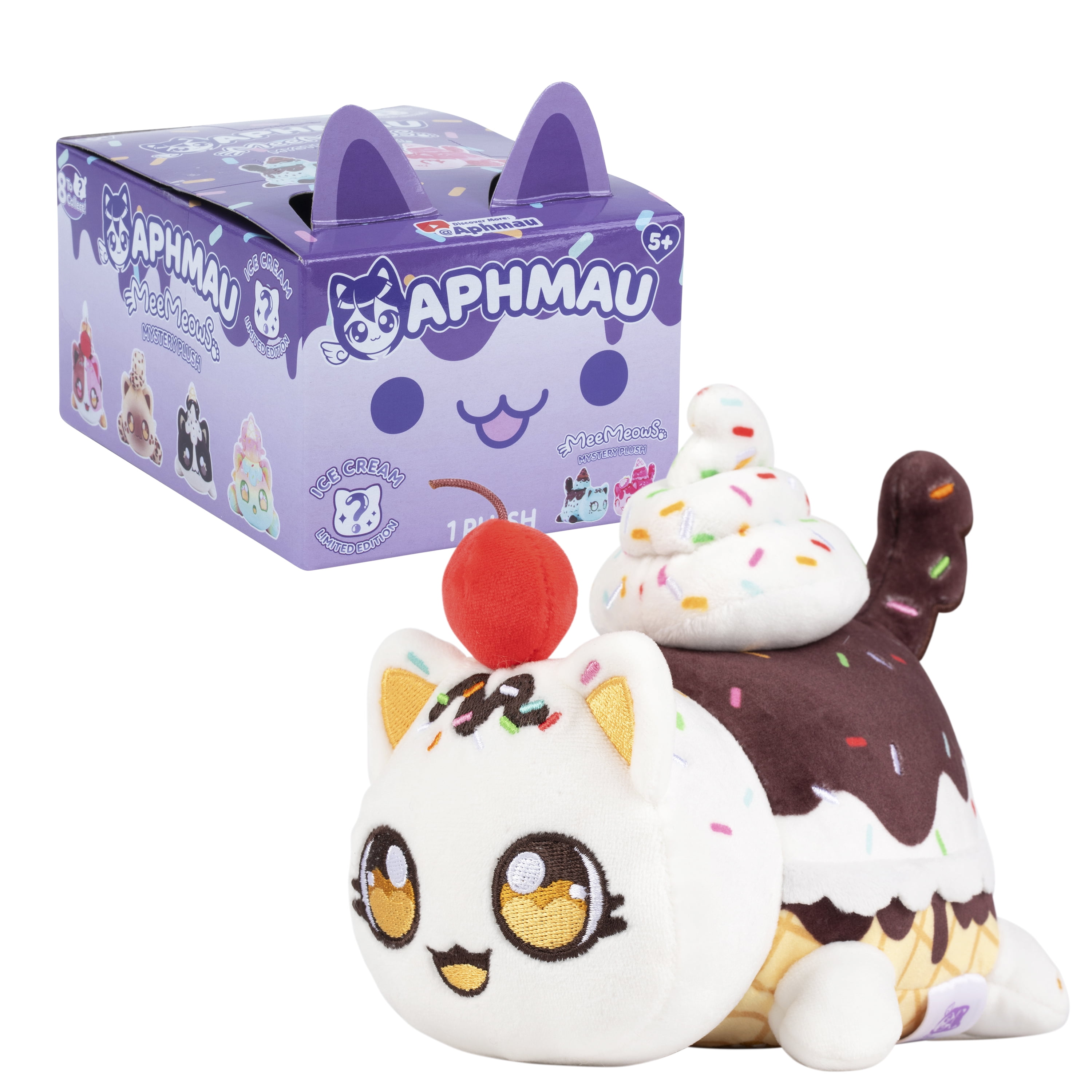Aphmau 6 in MeeMeow Mystery Plush Toy – Ice Cream; Blind Box, 1 of 8 Possible, Age Group 5+