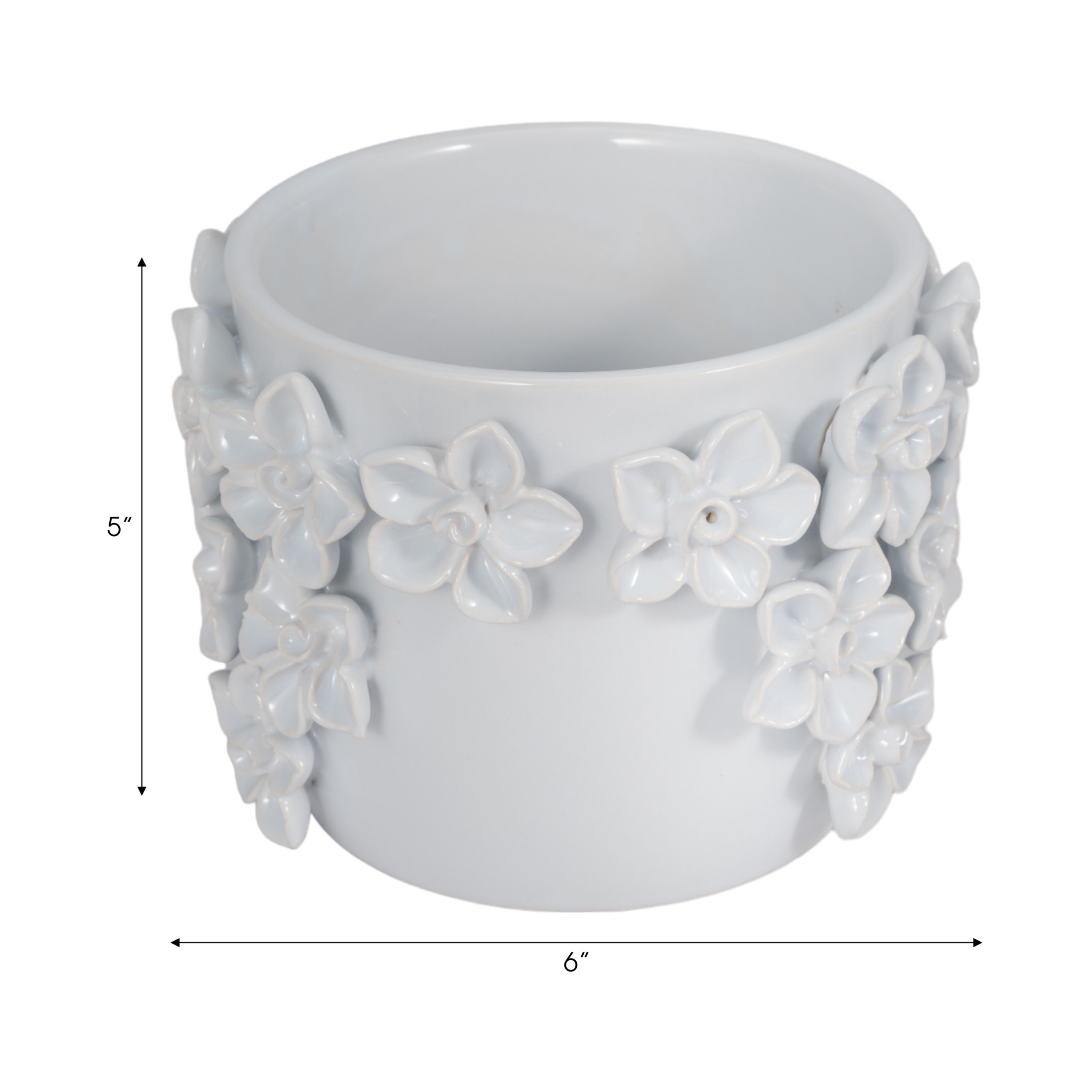Ceramic Floral Planter for Home Decor - Decorative Flower Pot for Outdoor and Indoor Plant Styling - Ideal Plant Pot for Entryway Table, Patio Display, and Living Room Decor - 6", White
