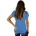 thumbnail image 4 of HOMBOM Trendy Women Tops Blue V Neck Solid Short Sleeve Loose Ruffled Sleeve Shirts 3XL, 4 of 8