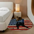 thumbnail image 2 of Small Round Rug 3Ft Washable Non-Slip, American Flag Circle Area Rugs for Living Room Bedroom, Blue Red USA Flag Retro Hockey Indoor Floor Mats Carpet Runner for Home Decor, 2 of 8