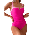 thumbnail image 1 of Trajes de Baño de una Pieza para Mujer, con Bloques de Color, Adelgazantes, Control de Abdomen, Traje de Baño de Cobertura en V. Rosa Rosa M, 1 of 10