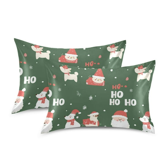 Yayeee Pillowcase Standard Size Set of 2 Satin Wrinkle Resistant Pillow Case, Christmas Santa