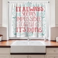 thumbnail image 2 of Ambesonne Saying Kitchen Curtains, Hand Drawn Swirls Curls, 55"x39", Dark Coral Pale Blue, 2 of 3